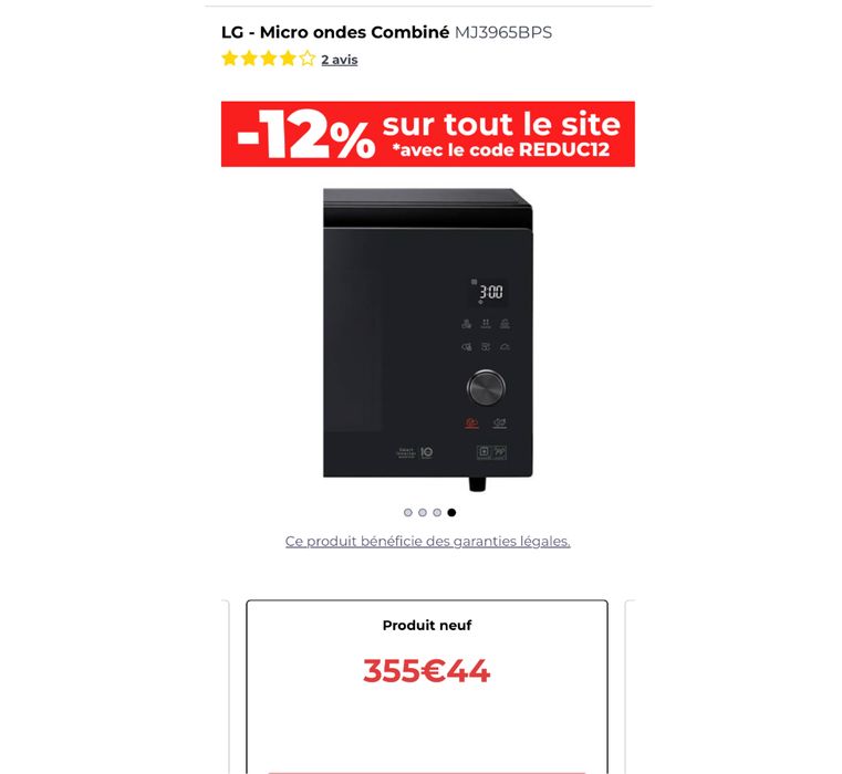 Cuptor cu microunde combinat LG MJ3965BPS