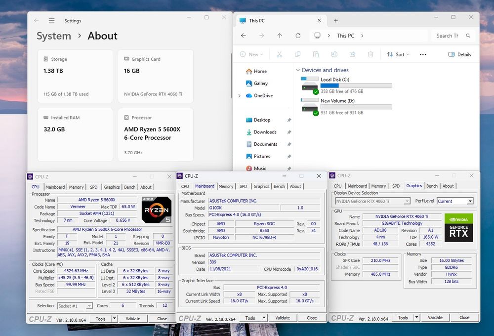 PC Gaming Ryzen 5, 32GB Ram, RTX4060ti 16GB