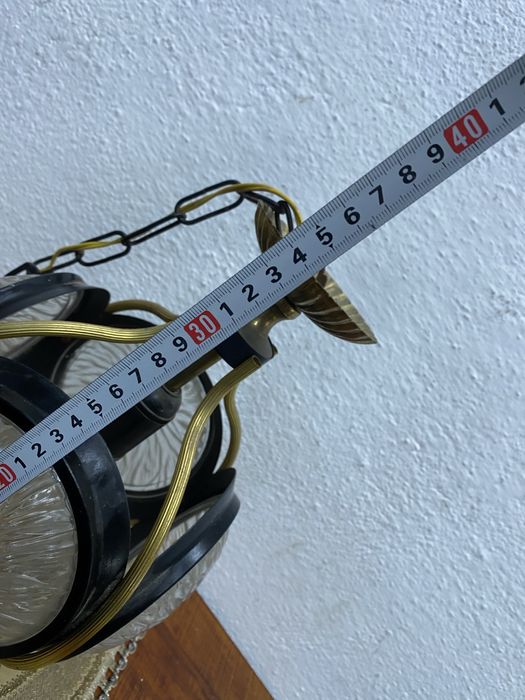 Немски винтидж полилей  с криатални стъкла и орнаменти от месинг