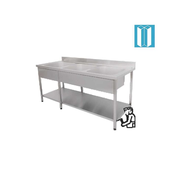 Мивка с три вани и долен рафт  S3D