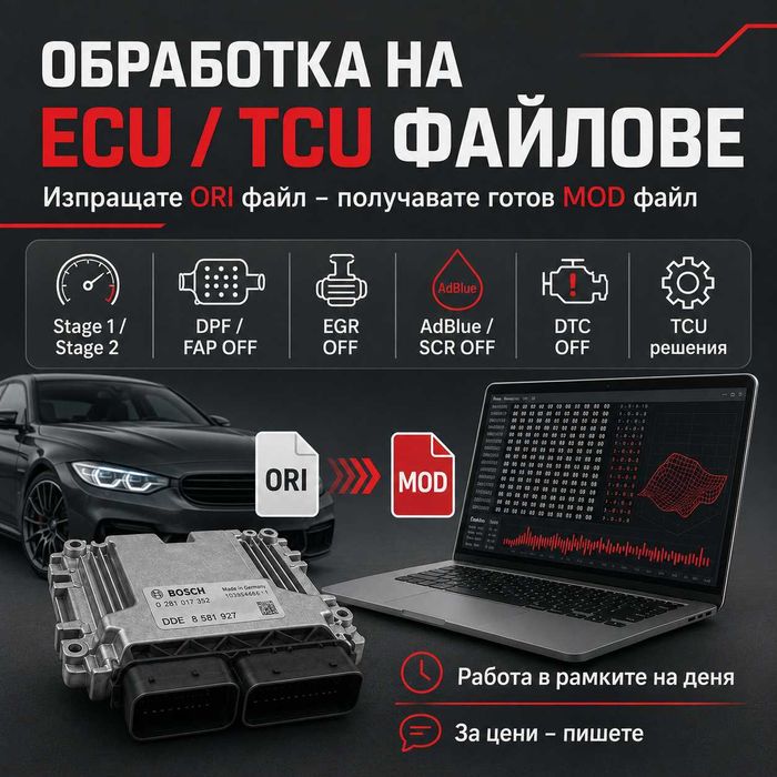 ЧИП Тунинг / CHIP Tuning FILE SERVICE – Stage 1/2, DPF, EGR, AdBlue, DTC и други