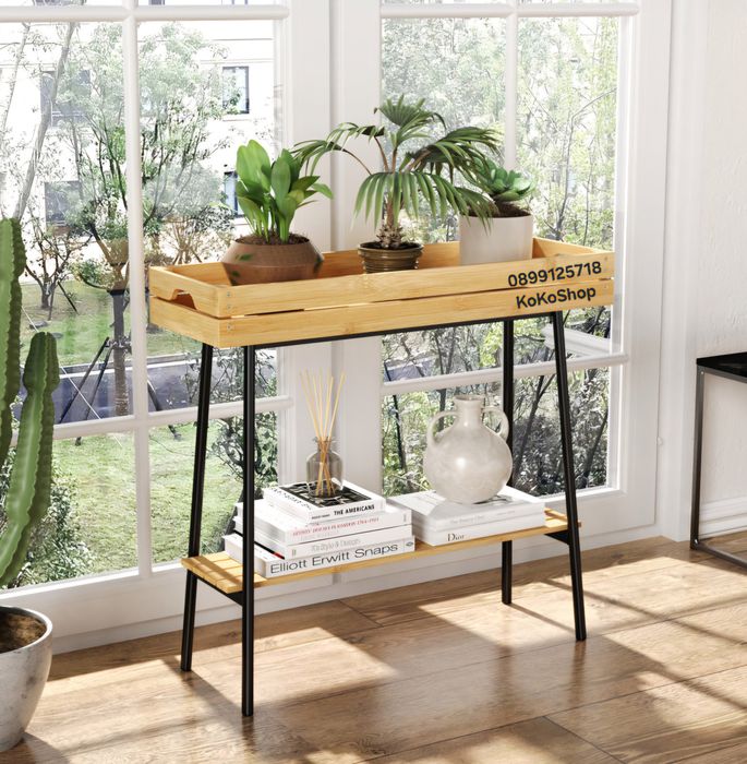 Цветарник от бамбук - етажерка на две нива