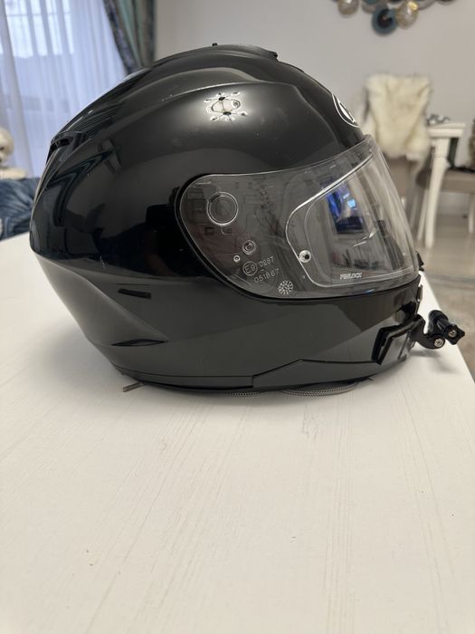 Casca moto HJC C 70 negru lucios marime S cu pinlock si suport camera