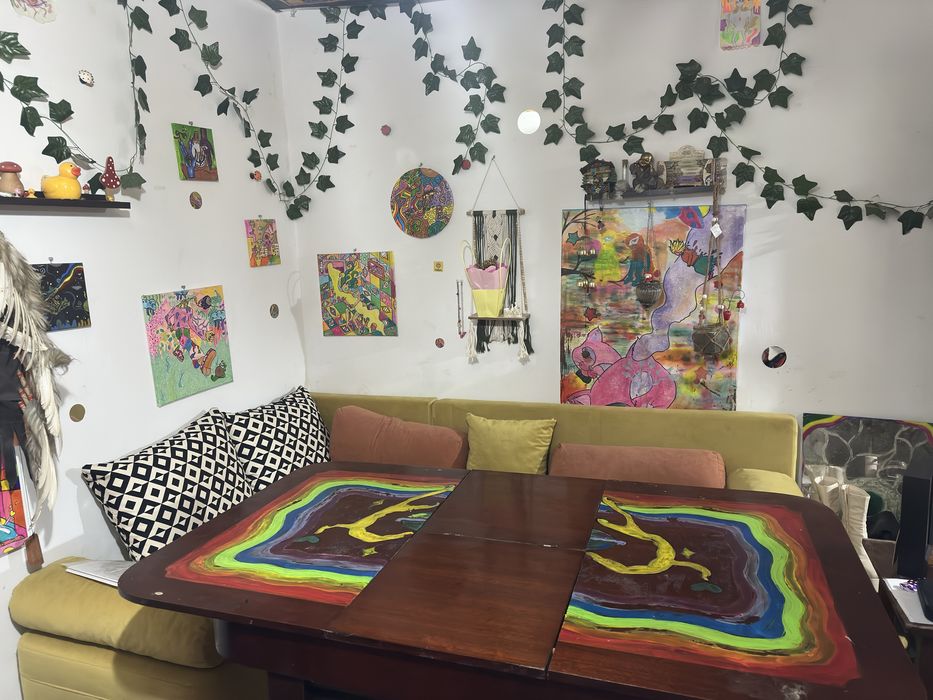 Masa pictata extensibila lemn masiv