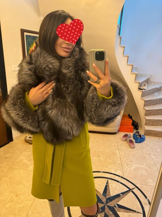 Дамско вълнено палто и косъм от сибирска лисица