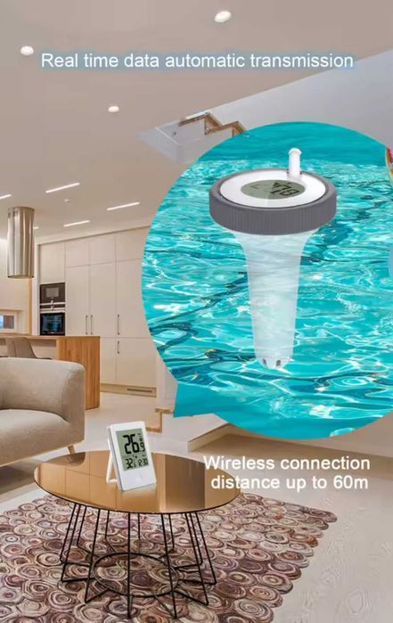 Statie cu termometru plutitor wireless apa piscina, ciubar, cada