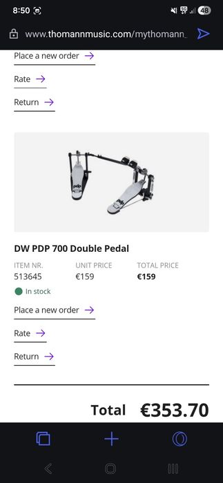 DW PDP 700 Double Pedal + Dw SPO16 Rocker Hub for 5000er