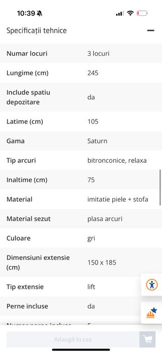 canapea extensibila in  stare impecabila