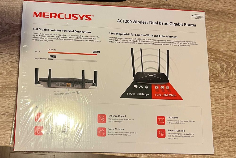 Router Mercusys Wireless Gigabit Dual Band AC1200