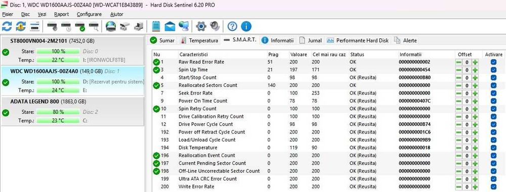 Hard disk desktop 160 GB Western Digital 7200 rpm 8Mb SATA. Impecabil!