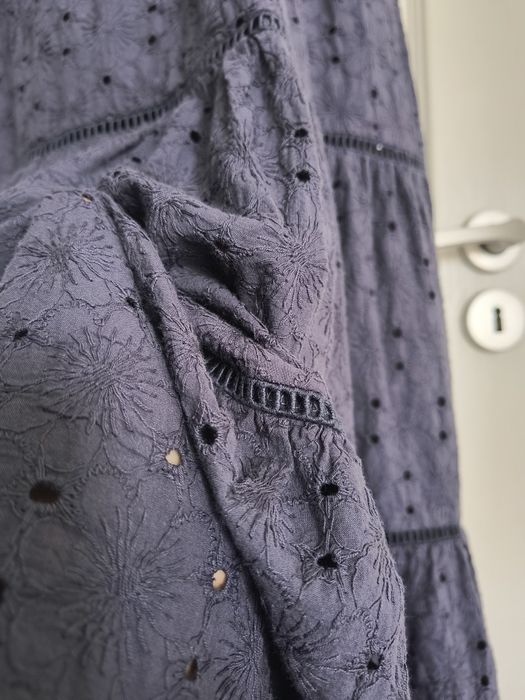 Rochie lungă bumbac broderie englezească