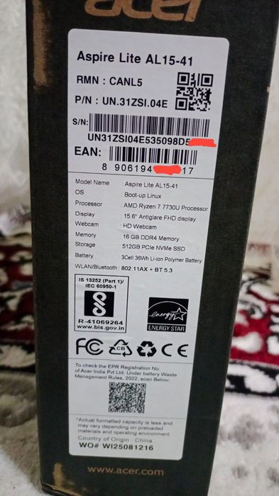 Acer Ryzen 7  Acer Aspire Lite Al 1541 noutbuk sotiladi