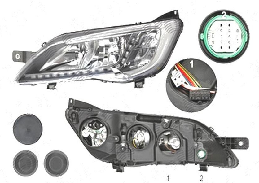 Far Citroen Jumper, 06.2014-; Fiat Ducato, 06.2014-; Peugeot Boxer, 06.2014-, fata, stanga/dreapta, cu LED daytime running light; H7+H7+LED+WY21W; electric; silver; fara LED controlling unit; cu motor