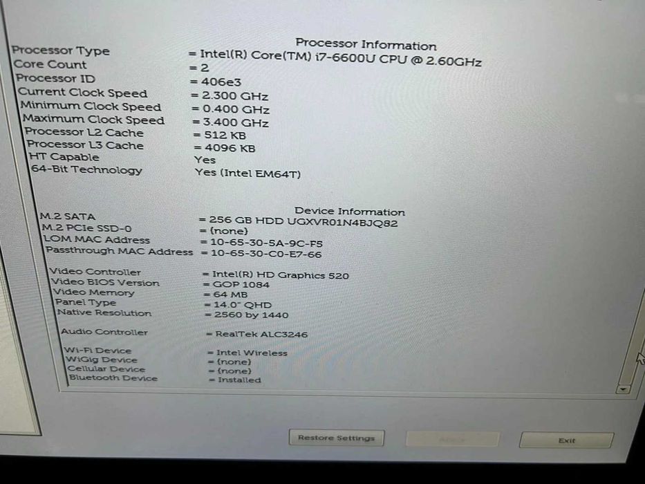 Laptop SH UltraBook Dell Latitude 7480 i7-6600U 12GB RAM  QHD