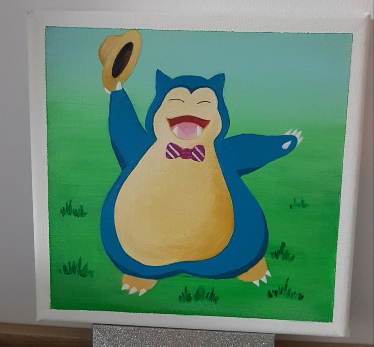 Pokemon - tablou unicat, Snorlax  20x20 cm