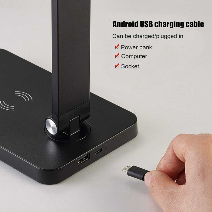 Настолна лампа с безжично зареждане Mdhand  Led безжично зарядно