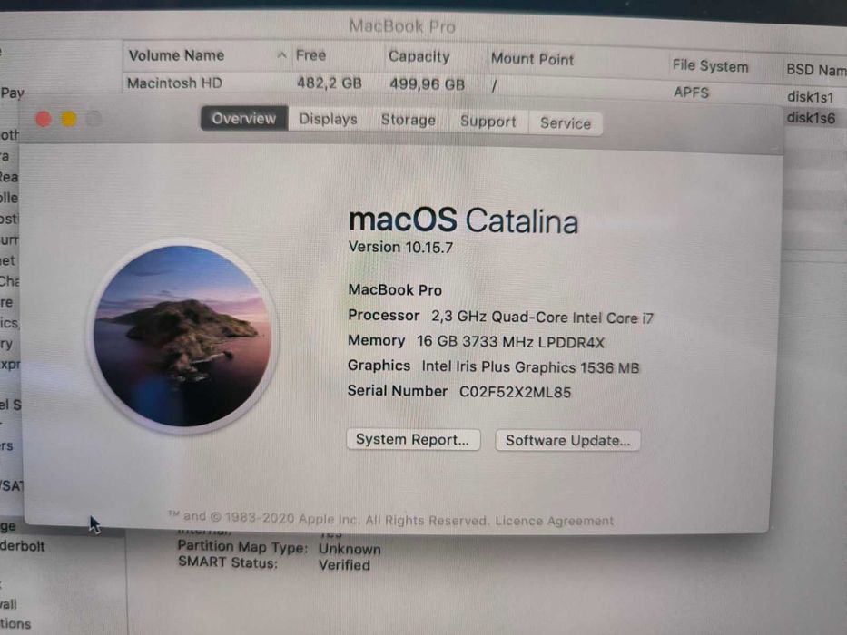 MacBook Pro 13-инча (модел 2020 г.)  Intel Core i7, 16 GB RAM, 512 GB SSD