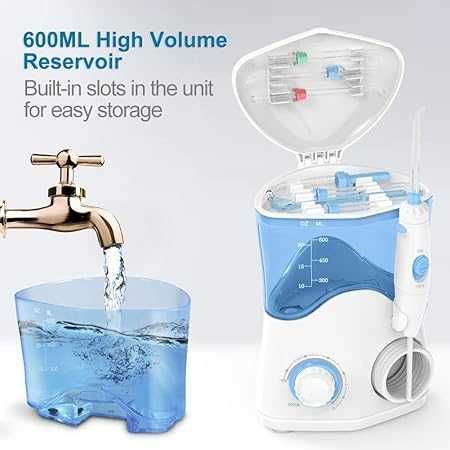 Зъбен душ TUREWELL орален иригатор 600ml 10 регулируеми налягания Бял