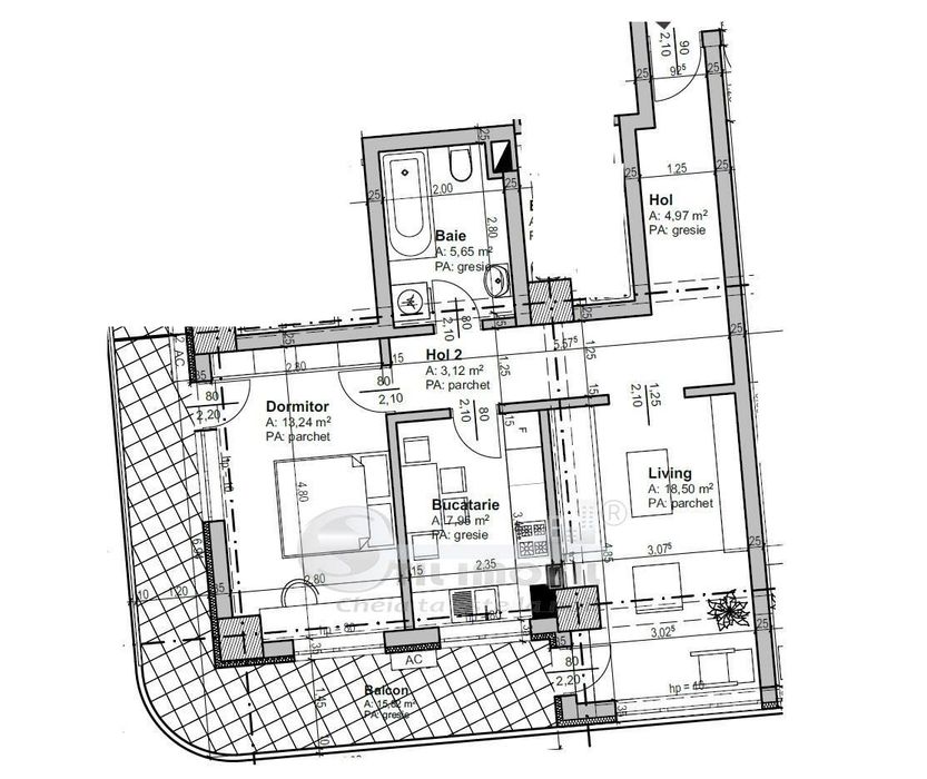 Apartament 2 cam.decomandat+loc parcare subteran Complex Himson