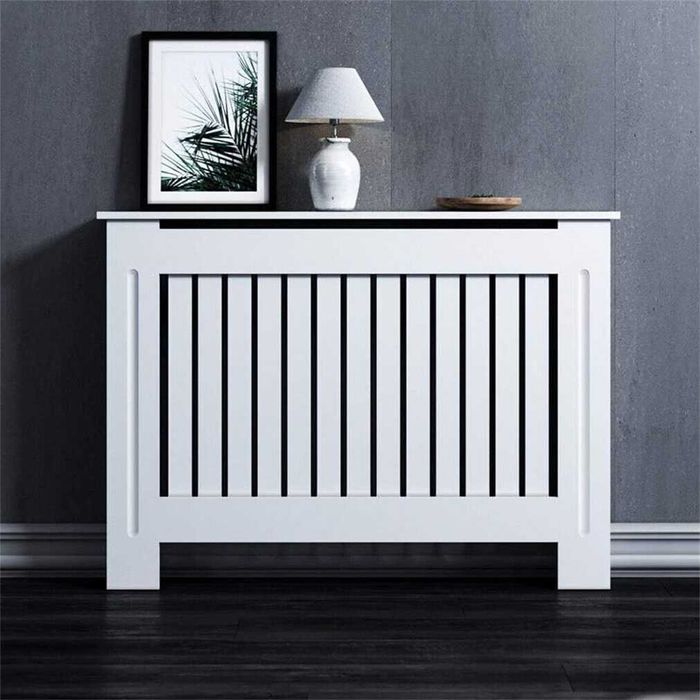 Panou decorativ- Masca calorifer, lemn MDF alb lucios XS - 3XL