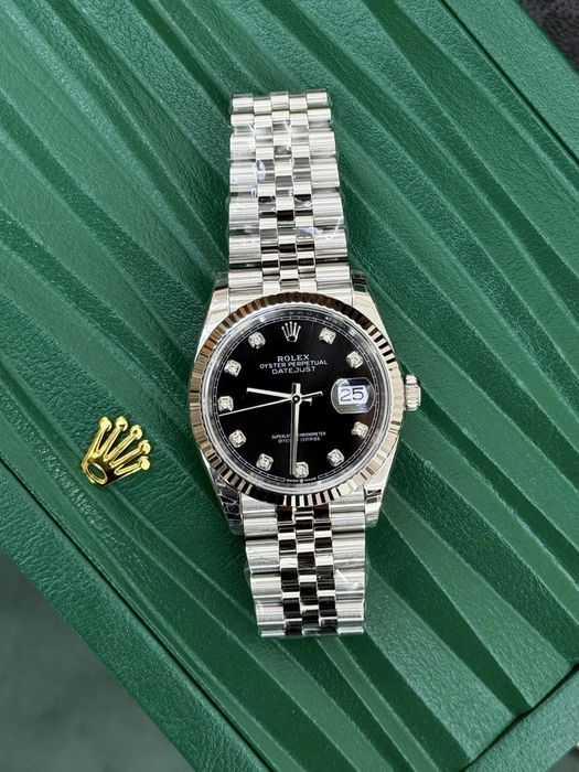 Rolex Date-Just Diamond 36 Black Dial ETA 3235