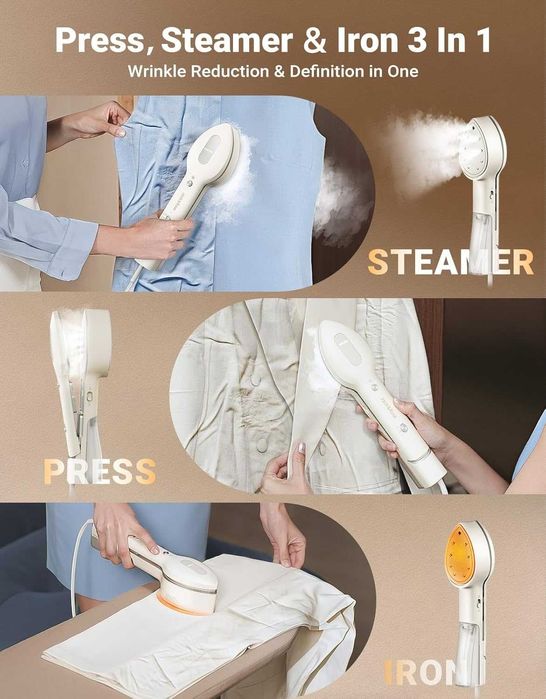 Ютия за дрехи с пара Jack & Rose, 3 в 1, двойно напрежение 110-240V