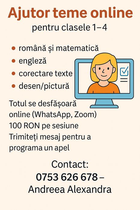 Ajut cu teme, meditaţii şi activități creative clasele 1-4 *