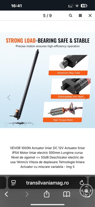 Actuator liniar cursa de 500MM, 1000N(100KGF), nou