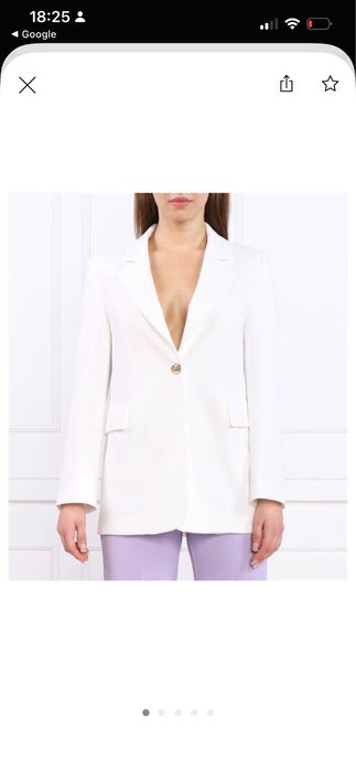 Pinko бял блейзър с брандирано копче модерен овърсайз модел