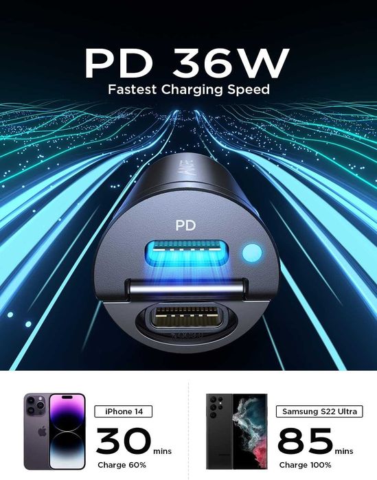 Автомобильное зарядное миниатюрное устройство для телефона Ainope 72W