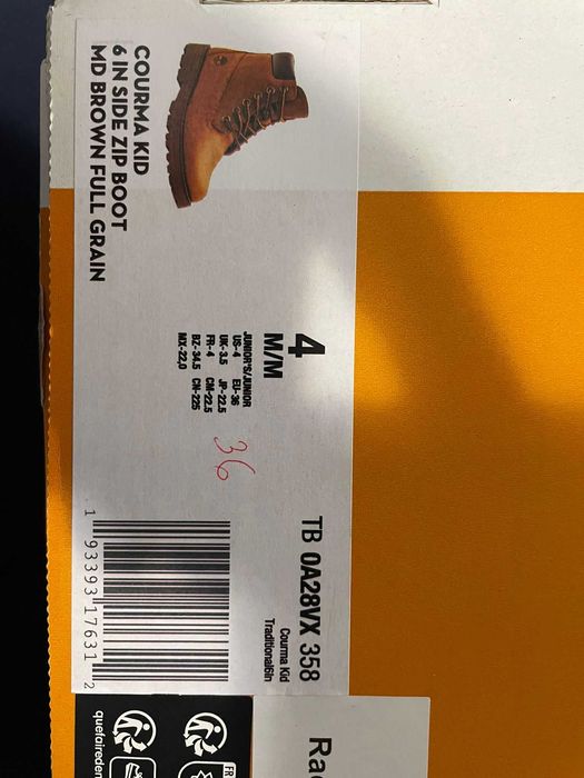 Timberland Courma Kid 6 in Side zip boot Md Brown full Grain nr 36