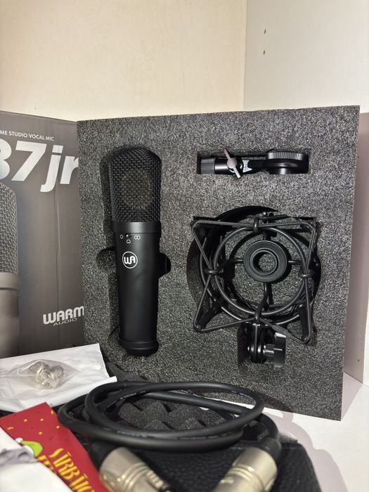 Microfon condensator Warm Audio WA-87 Jr Negru pentru studio NOU cu Garantie 2028 + cablu Proel + stativ Millenium