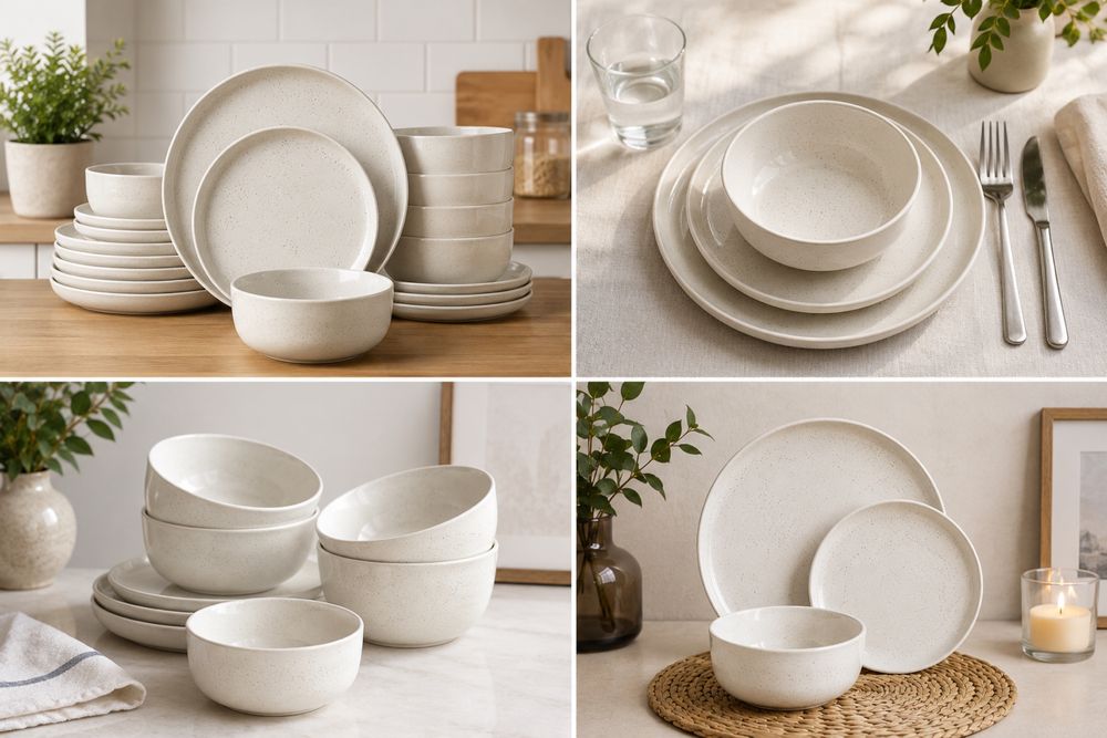 Set veselă Richmount Milkyway 18 piese gresie Stoneware 6 persoane crem