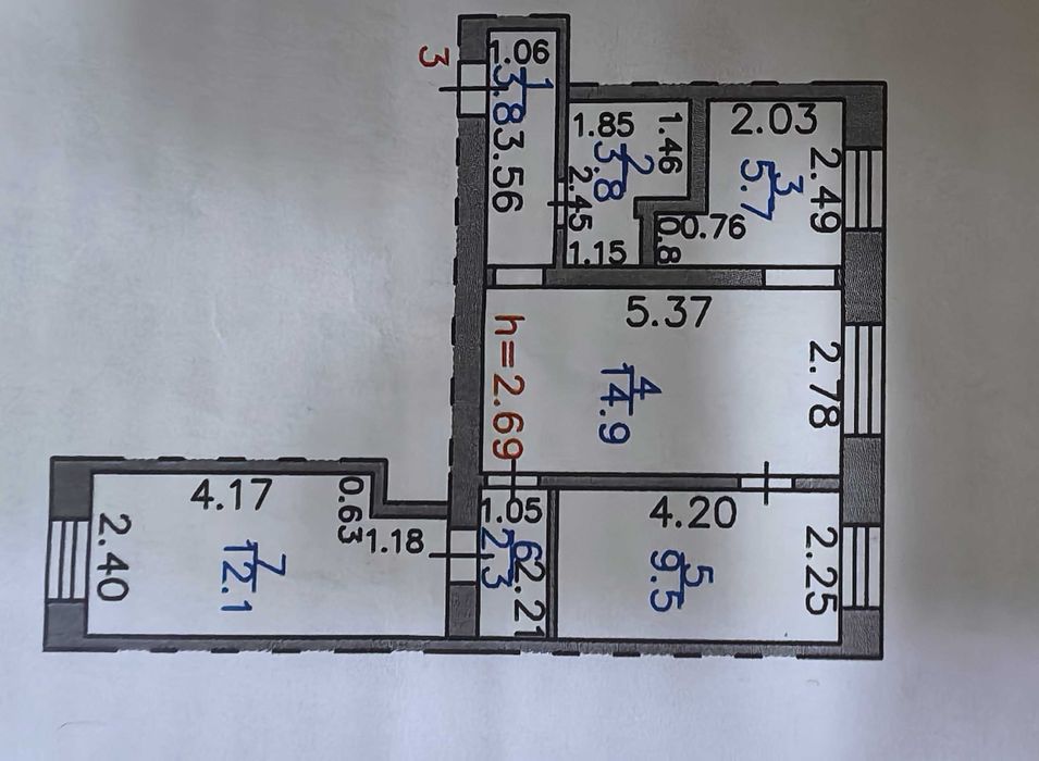 Продам 3комн квартиру