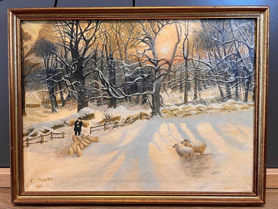 Tablou original ulei pe pânză, semnat C. Perry (Chris Perry), 1981