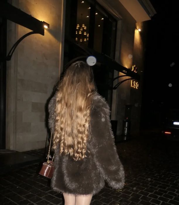 Дамско еко палто с колан. Палта еко косъм