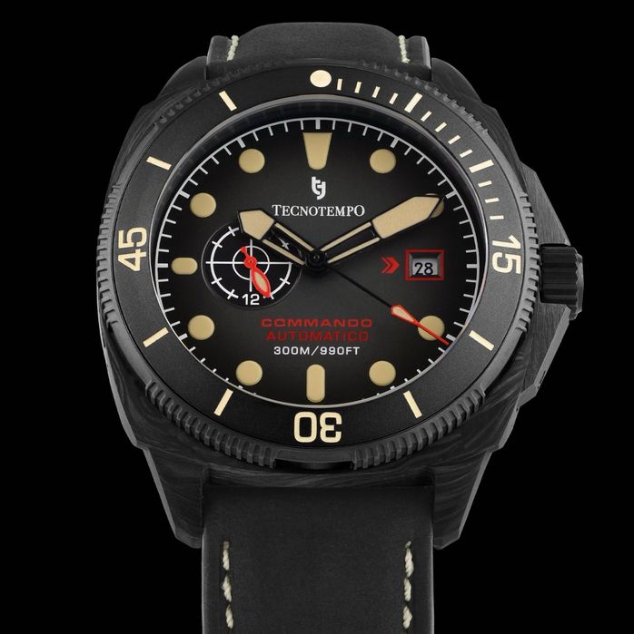Ceas Tecnotempo - "Commando" - Forged Carbon & Titanium - Automatic - TT.300CT.BB (leather strap)
