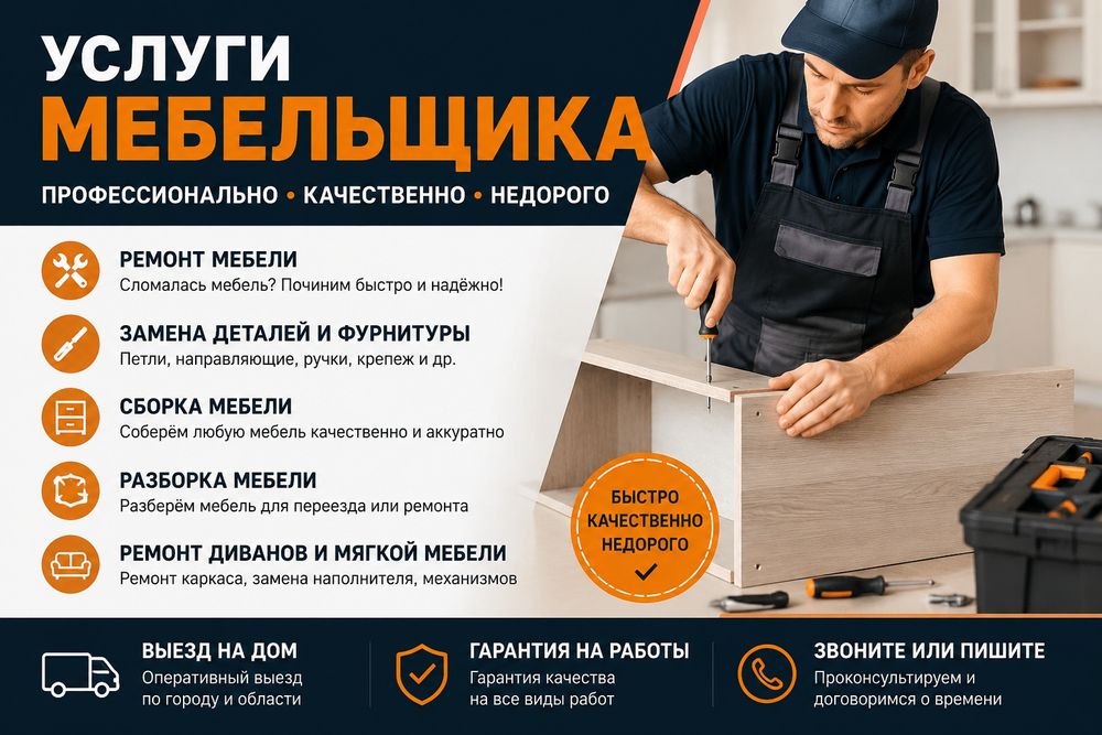 Услуги мебельщика Сборка мебели Ремонт мебель Сборщик мебели