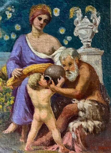 Tablou F, Foarte vechi, ulei/panza/cart, semnat,