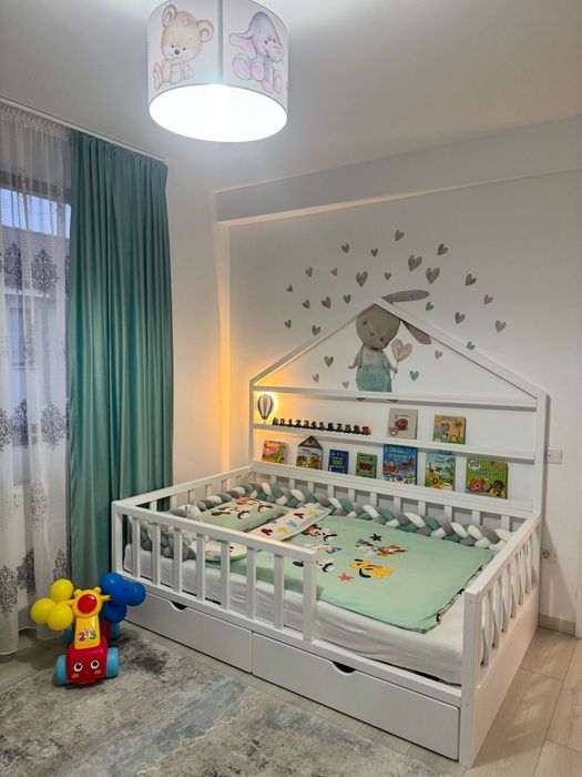 Pat casuta Montessori, pat copii, lemn masiv, livrare toata tara