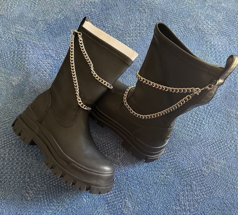 BUFFALO Aspha Sock Chain ОРИГИНАЛНИ дамски ботyши/еко кожа -  39/25см