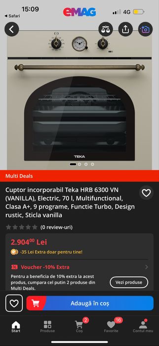 Cuptor electric incorporabil Teka HRB 6300 VN, 70 litri Nou Garantie