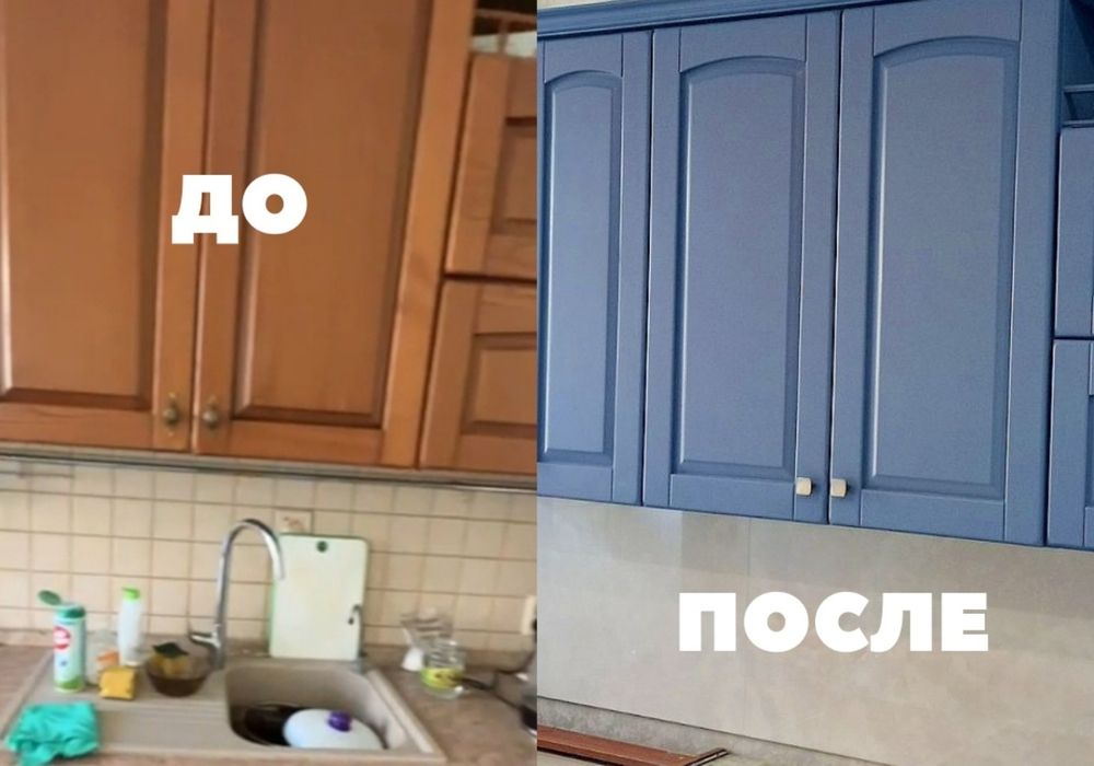 Реставрация покраска кухни фасадов столов дверей стулья