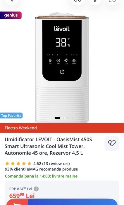 2 Bucati Umidificator LEVOIT - OasisMist 450S