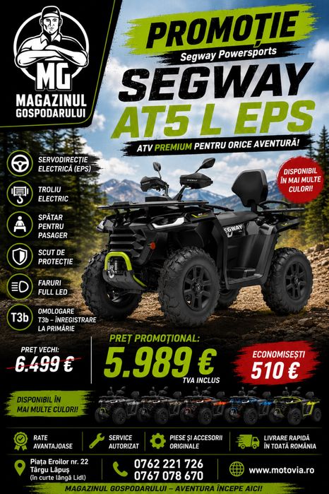 Segway AT5 L EPS T3b Promoție 5.989 Euro ATV Nou cu EPS și Troliu Magazinul Gospodarului