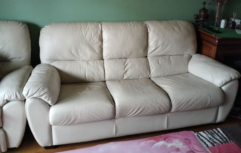 Vând canapea fixa, 3 locuri,  piele naturala"Rossini".