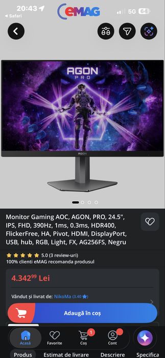 Monitor Agon 390hz