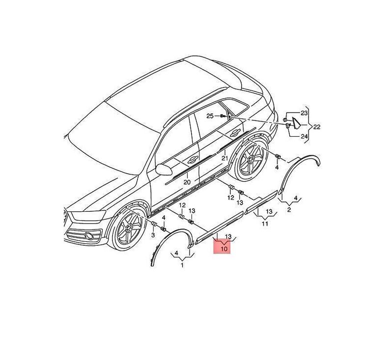 Bandou usa fata Audi Q3 (8U), 01.2015-08.2018, partea stanga/dreapta, grunduit, gri; usa fata