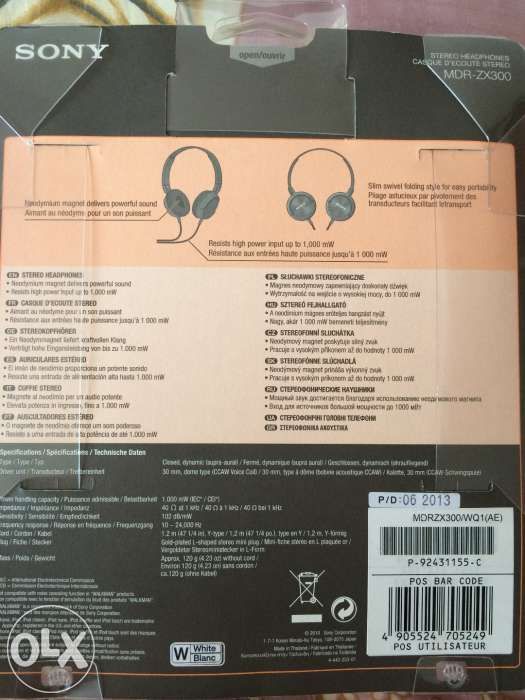 Casti Sony MDR-ZX300 alb