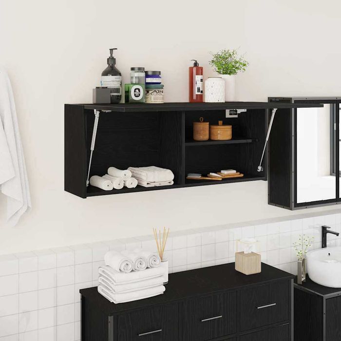 Dulap de baie suspendat, 100x25x40 cm, lemn stratificat, negru VidaXL